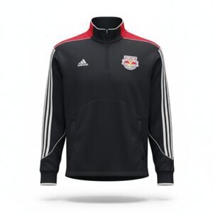 MLS Soccer New York Red Bulls Adidas Large Quarter Zip Pullover, Front Pocket